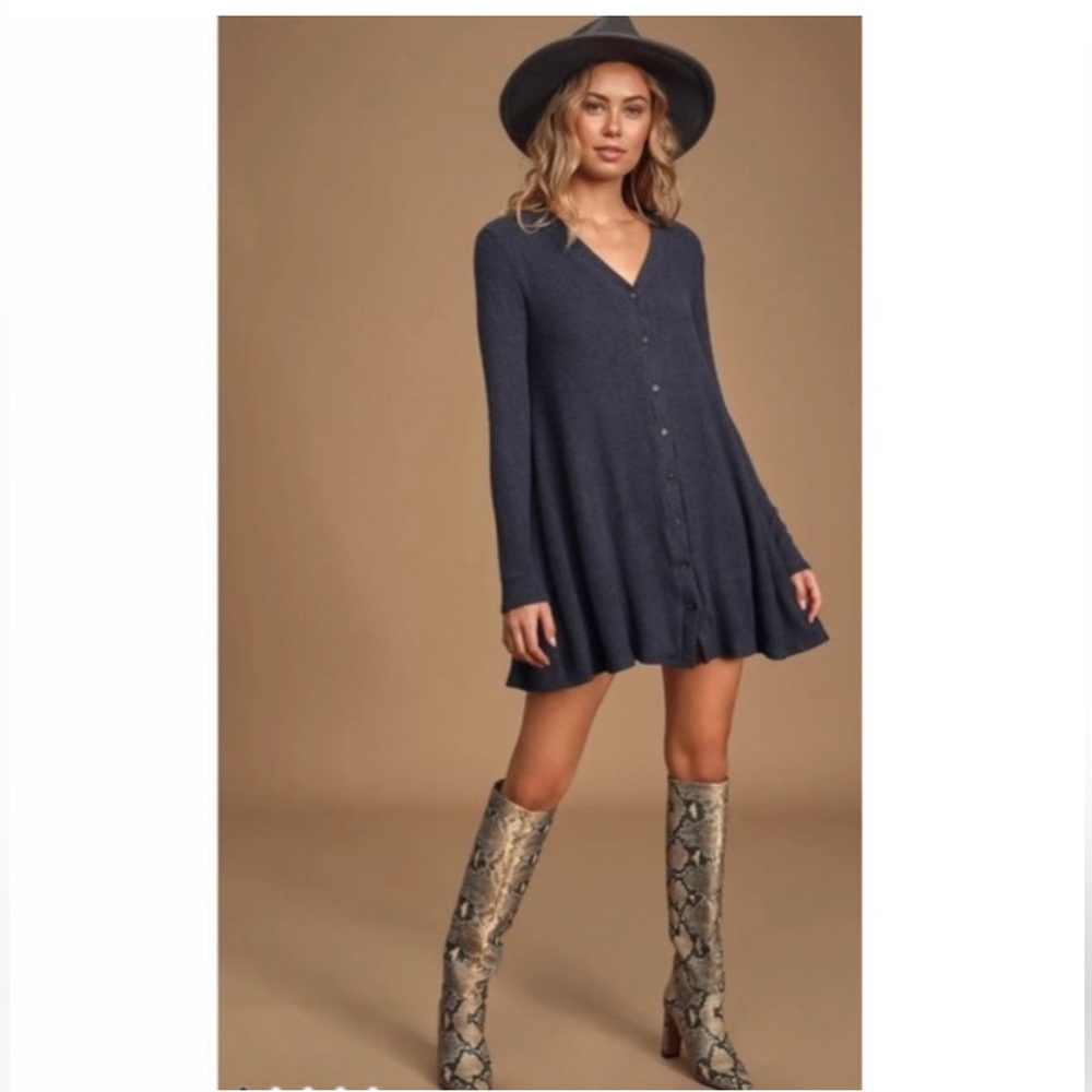 Lulus Sweet Comfort Button Up Sweater Dress